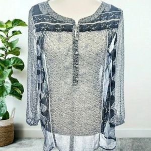 Lucky Brand Floral Peasant Blouse
